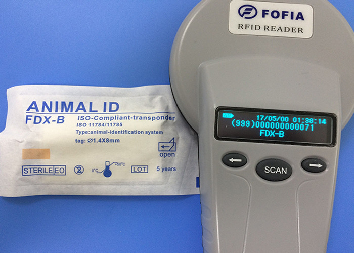 Escáner del perro del microchip del CE 134.2khz, lector elegante del RFID con la exhibición del LCD