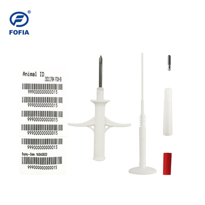 2.12X11.5mm ID RFID Bioglass Microchip Tag 134.2KHZ para caballos en jeringa blanca