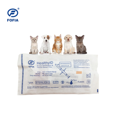 microchip de la etiqueta ISO de la temperatura del perro de 134.2kHz FOFIA con la temperatura que detecta tecnología