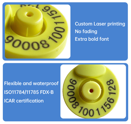 Etiquetas de oído de seguimiento animales de Electonic 134.2khz Rfid para la identificación animal