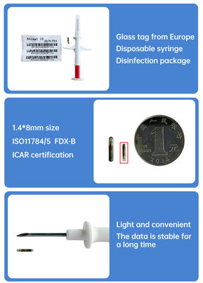Microchip de identificación de jeringa esterilizada certificado por ICAR con estándar ISO11784/5 FDX-B y esterilización con gas EO para animales