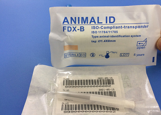 Identificación del microchip del transpondor del animal doméstico/del gato/del perro ISO con 3 transpondores inyectables de las etiquetas engomadas