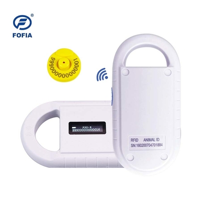 Escáner de microchip de animales blanco OLED 24/7 con lector de RFID de mano incorporado