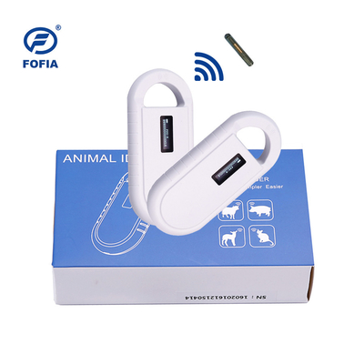 Escáner de microchip de animales blanco OLED 24/7 con lector de RFID de mano incorporado