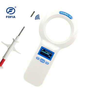 128 * 64 OLED RFID escáner de microchip para mascotas 3 AA botón de alimentación 3