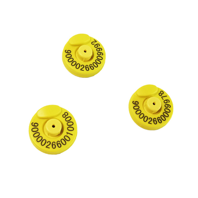 Etiqueta de oído RFID amarilla para ET907 Diámetro 30,5 mm ± 0,5 mm ISO11784/5 FDX-B