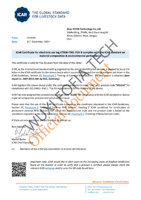 FULL ICAR ET908 Etiqueta de oído circular para la identificación de animales con soporte de lector BLE ISO11784/5 Código ICAR no compartido