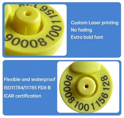 10-15 Grams Electronic Ear Tags with ISO 11784/11785 Compliance and Self-locking Plastic Pin for Livestock Identification