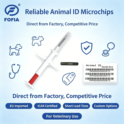 Microchip de identificación de jeringa esterilizada certificado por ICAR con estándar ISO11784/5 FDX-B y esterilización con gas EO para animales