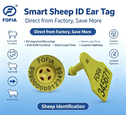 Etiqueta auditiva electrónica TPU certificada por ICAR para ganado con tensión 350N y seguimiento RFID