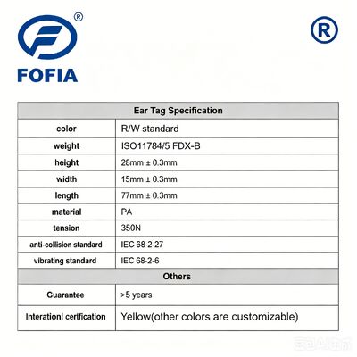 Etiqueta de identificación de animales RFID conforme a la norma ISO 11784/5 para la gestión inteligente de las explotaciones agrícolas