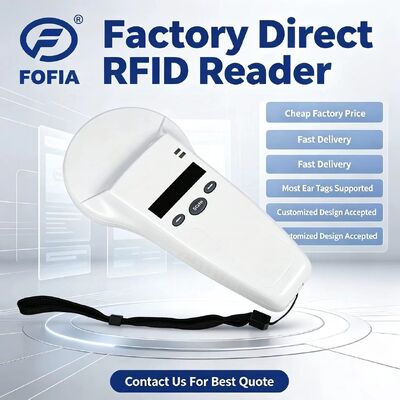 Lector portátil RFID a prueba de agua con pantalla OLED 128x32 USB para plástico Solución de largo alcance para uso de mascotas y granjas y ranchos 125khz