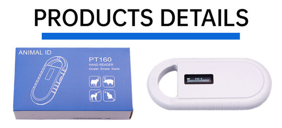 Lector de tarjetas RFID de microchip de plástico para animales portátil PT160 134.2kHz Pantalla OLED USB Batería de litio CE Certificado ISO 11784/11785