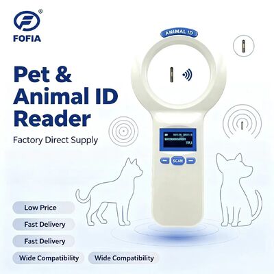 Lector de mano FOFIA PT200 RFID resistente al agua, pantalla OLED de 128x64, lectura de larga distancia, protocolo ISO11784/5 de 10-20m