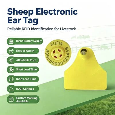 Combinación resistente al agua de rastreo electrónico de animales etiqueta auricular nueva de alta calidad RFID TPU láser codificación 3 años de garantía Fofia