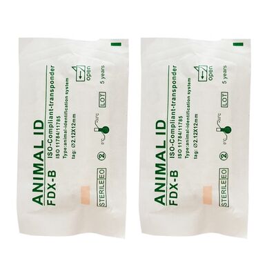 Fofia RFID 134.2kHz ICAR Certificado Tipo Dividido Microchip de Identificación Animal 2.12*12mm Modelo ZS005 Material Impermeable Nuevo 1.5 Años