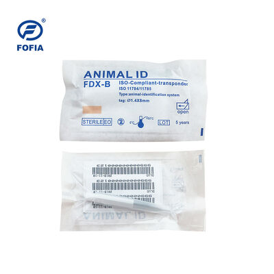 Fofia 2026 Nuevo RFID de venta caliente 134.2kHz identificación de perros y animales microchip tipo de plástico ZS008 impermeable para inyección de mascotas