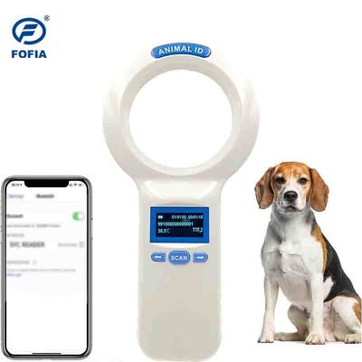 Lector portátil de RFID FOFIA PT200 blanco impermeable 128x64 Pantalla OLED 134.2kHz Frecuencia Lectura a larga distancia