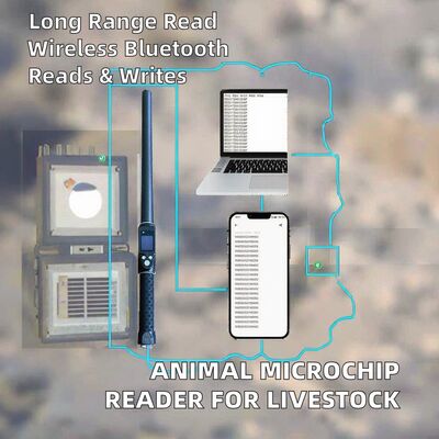 Lector de etiquetas de oído RFID FOFIA impermeable de largo alcance 134.2kHz, protocolo ISO11784/5, distancia de lectura de 30-100 cm, material de PVC para granjas