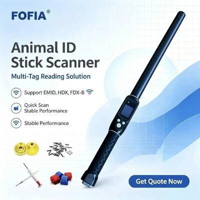 Lector RFID de Etiqueta de Oreja Duradero, Impermeable y de Largo Alcance 134.2kHz, Protocolo ISO11784/5, Distancia de Lectura de 30-100cm, Material de PVC para Granja