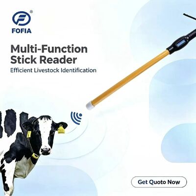 Nuevo lector de barra RFID a prueba de agua FOFIA 134.2kHz Identificación de ganado USB RS232 7000 Registros Almacenamiento ISO11784/5 Distancia de lectura larga