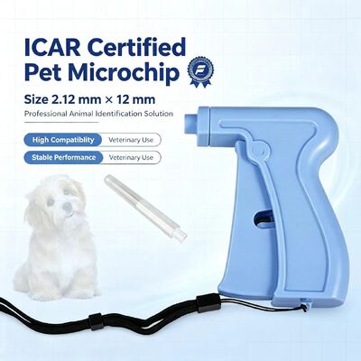 Fofia RFID 134.2kHz ICAR Certificado Tipo Dividido Microchip de Identificación Animal 2.12*12mm Modelo ZS005 Azul Material Impermeable Nuevo 1.5 Años