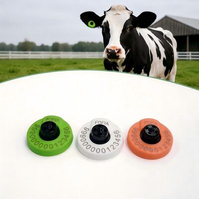FOFIA Nuevas Etiquetas de Oreja RFID TPU Amarillas ICAR Duraderas a Prueba de Agua LF ET908+T905 Chips de Granja Garantía de 5 Años para Ganado de 14.5mm