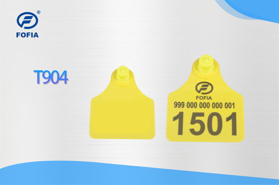 Etiqueta de oreja para animales Fofia T904+T901 ICAR impermeable de alta calidad RFID TPU 72*57mm codificación láser garantía de 3 años para uso en granjas
