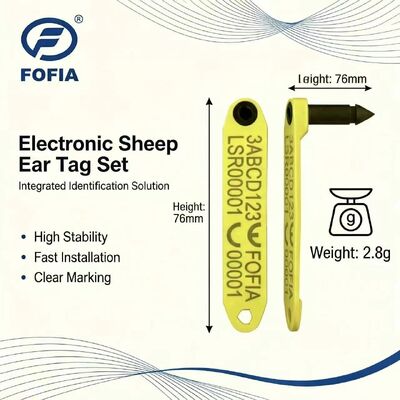 Nuevo Fofia Resistente a altas temperaturas Integrado Electrónico ET969 Anti derramamiento Oveja amarilla RFID etiqueta de oído TPU Material RF Animal