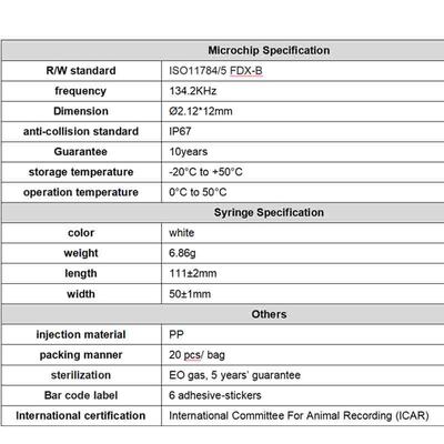 Etiqueta de oído de inyección para mascotas de material PP de 134,2 kHz RFID Fofia duradera de venta caliente, uso agrícola, 1,5 años