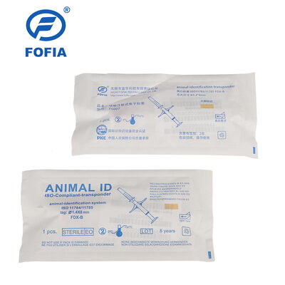 FOFIA ZS007 Certificado ICAR 134.2kHz RFID etiqueta de oído animal microchip FDX/EM4305 IP67 impermeable blanco PP 1.4x8mm Perros gatos mascotas