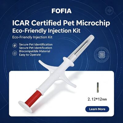 Fofia nuevo de venta caliente RFID 134.2kHz PP material identificación de perro microchip uso de granja inyección de mascotas 1,5 años etiqueta de oído modelo azul