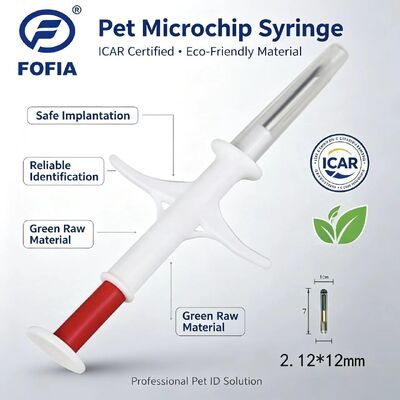 Nuevo Fofia resistente al agua RFID blanco microchip animal ZS006 con IP67 y 1,5 años de garantía para perro gato y etiqueta de inyección de mascotas