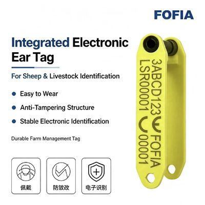 Etiqueta de oreja de oveja codificada con láser de TPU amarillo Fofia HDX ET969 nueva resistente a altas temperaturas antidesprendimiento con chip RFID para seguimiento de animales