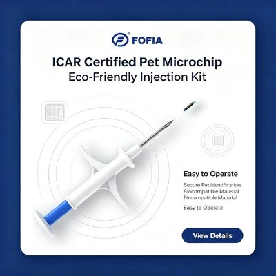 FOFIA ZS007 ICAR Certified 134.2kHz RFID  Animal Microchip FDX/EM4305 IP67 Waterproof White PP 1.4x8mm Dog Cat Pets