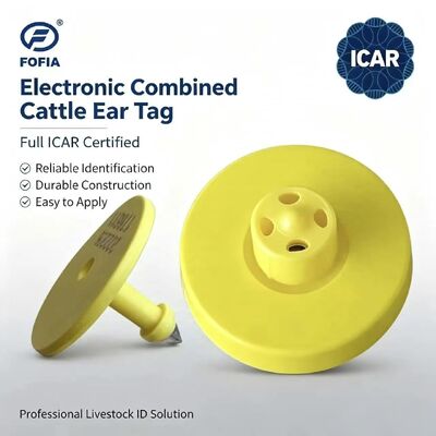 Nuevo Fofia a prueba de agua con certificación ICAR completa ET908 amarillo RFID TPU etiqueta de oreja de vaca de alta calidad 1,5 años de garantía