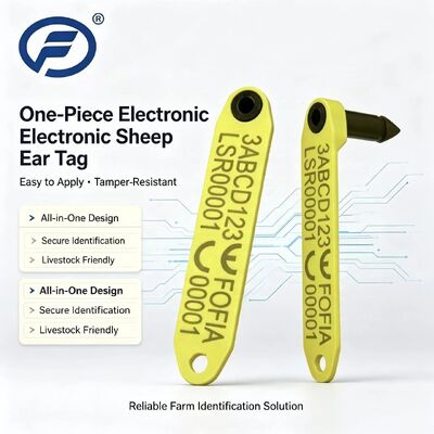 Nuevo Fofia resistente a altas temperaturas integrado anti derramamiento electrónico codificado con láser ET969 oveja amarilla RFID etiqueta de oído TPU animal