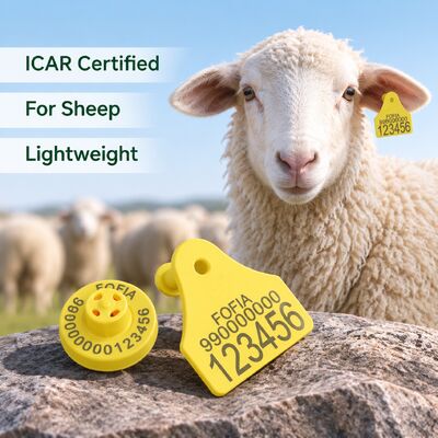 Fofia Full ICAR Combinación Oveja Cabra Etiqueta de oído de seguimiento electrónico de nueva alta calidad RFID TPU Código láser de plástico 3 años