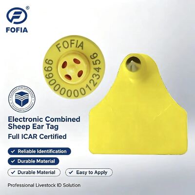 Fofia Full ICAR Combinación Oveja Cabra Etiqueta de oído de seguimiento electrónico de nueva alta calidad RFID TPU Código láser de plástico 3 años