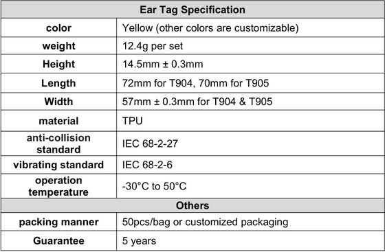 ICAR T904+T905 Combination Cattle Pig Animal Ear Tag New High Quality RFID Plastic TPU 70*57mm Laser Coding 3 Year Warranty