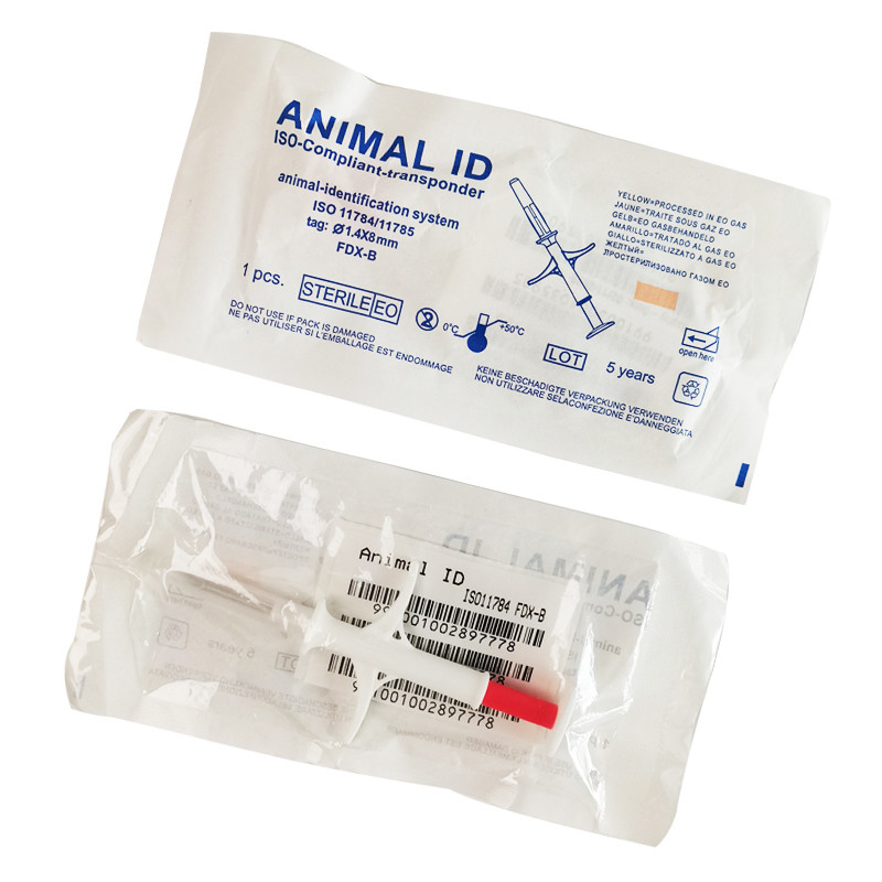 Etiqueta de microchip implantable EO Esterilizado Número universal de 15 dígitos Número del chip animal