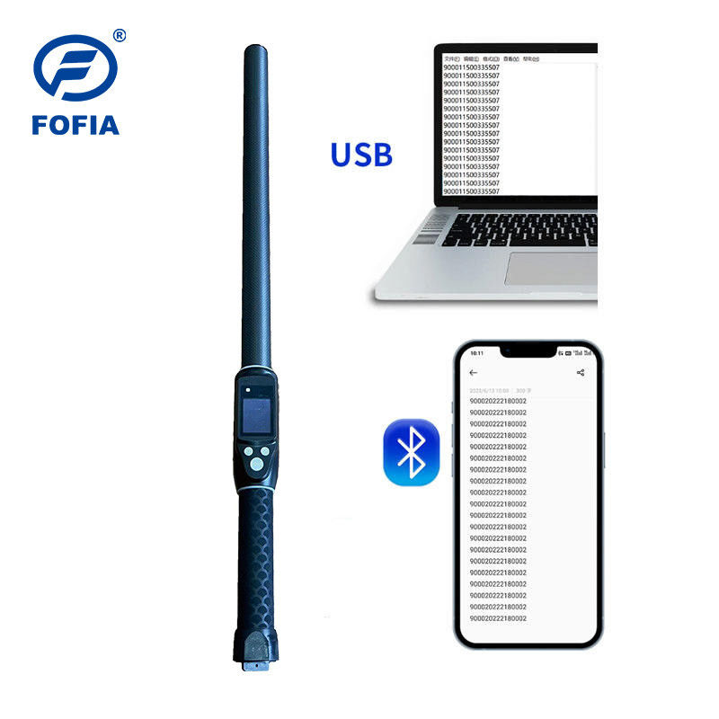 Lector de etiquetas RFID de ganado profesional de larga distancia PT290 con almacenamiento de datos de pantalla OLED para lectura de chip de identificación UHF / LF