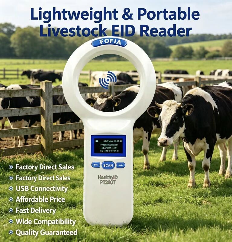 Escáner portátil de microchip RFID con batería de litio recargable para una rápida identificación de animales y seguimiento veterinario