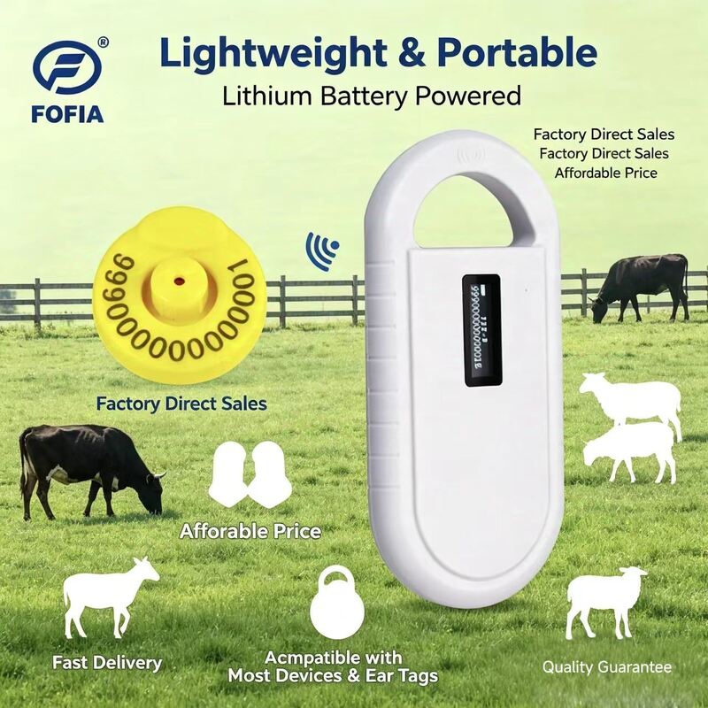 Escaner de microchip animal que admite la lectura de microchip y datos de temperatura, compatible con los chips de temperatura de la serie HT001