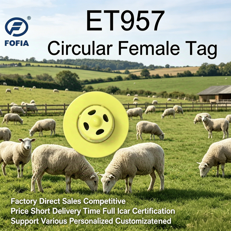 Etiqueta auditiva electrónica TPU certificada por ICAR para ganado con tensión 350N y seguimiento RFID