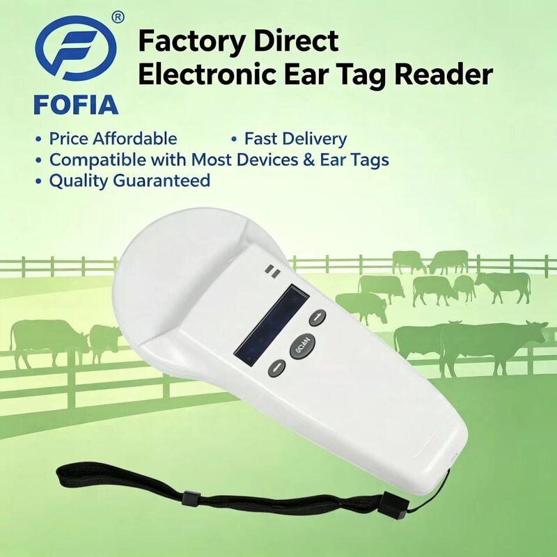 Lector de mano RFID duradero con pantalla OLED de 128x32 USB para solución de plástico de largo alcance para uso en mascotas, granjas y ranchos
