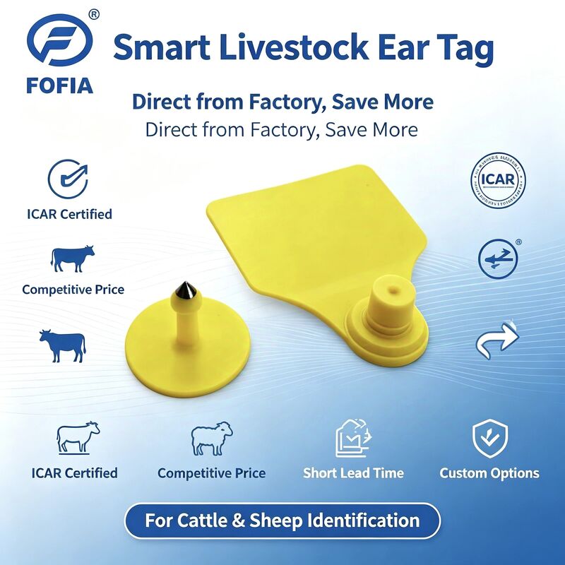 Fofia T904 combinación etiqueta de oreja de animal RFID TPU 72*57mm codificación láser granja ganado cerdo ovejas Icar
