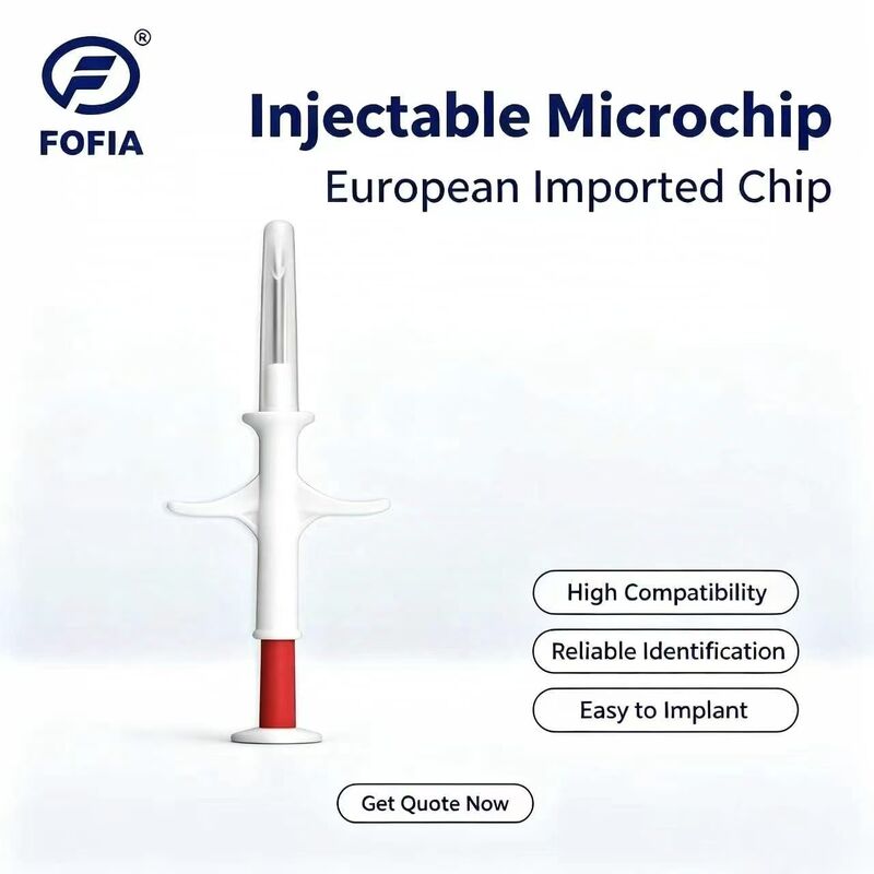 Microchip RFID FOFIA Certificado por ICAR 134.2kHz para Animales Chip FDX/EM4305 Plástico de Inyección para Mascotas Impermeable IP67