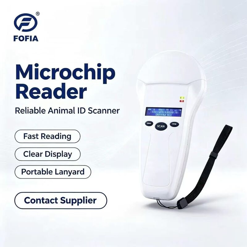 Lector portátil de RFID FOFIA PT580 duradero 125kHz/134.2kHz ISO11784/5 128x32 Pantalla OLED 10-20m Distancia de lectura USB/para mascotas