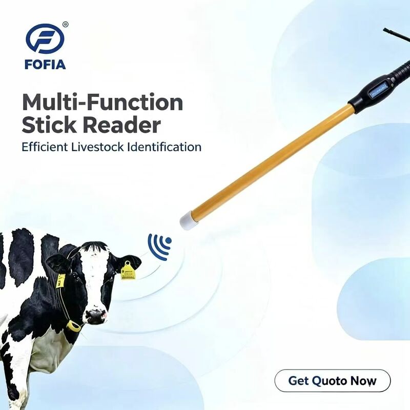 Nuevo lector de barra RFID a prueba de agua FOFIA 134.2kHz Identificación de ganado USB RS232 7000 Registros Almacenamiento ISO11784/5 Distancia de lectura larga